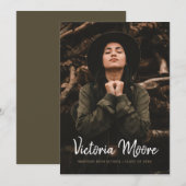 Modern minimalistisch handgeschreven foto-Afstuder Aankondiging (Voorkant / Achterkant)