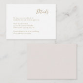 Modern minimalistisch handgeschreven gouden bruilo informatiekaartje (Voorkant / Achterkant)