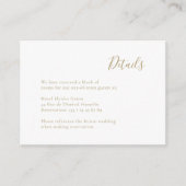 Modern minimalistisch handgeschreven gouden bruilo informatiekaartje (Voorkant)