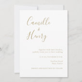 Modern minimalistisch handgeschreven gouden bruilo kaart (Voorkant)