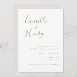 Modern minimalistisch handgeschreven gouden bruilo kaart