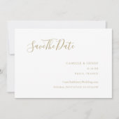 Modern minimalistisch handgeschreven gouden bruilo save the date (Voorkant)