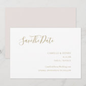 Modern minimalistisch handgeschreven gouden bruilo save the date (Voorkant / Achterkant)