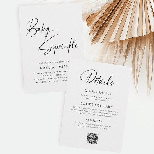 Modern minimalistisch handgeschreven script Baby s Kaart