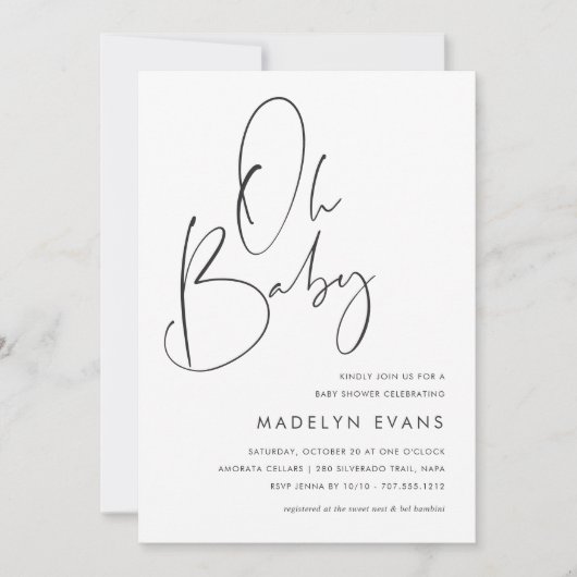 Modern minimalistisch handgeschreven script Baby s Kaart (Voorkant)