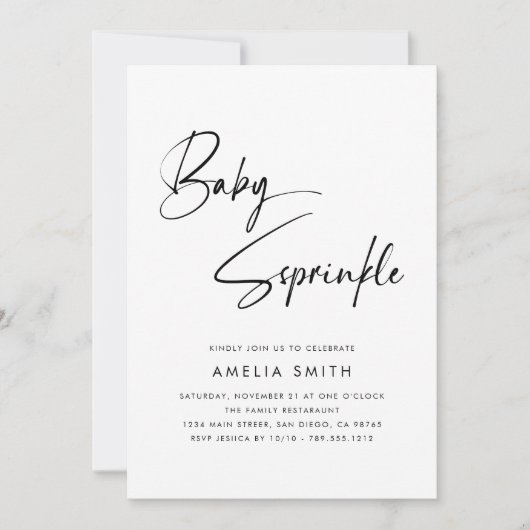 Modern minimalistisch handgeschreven script Baby s Kaart (Voorkant)