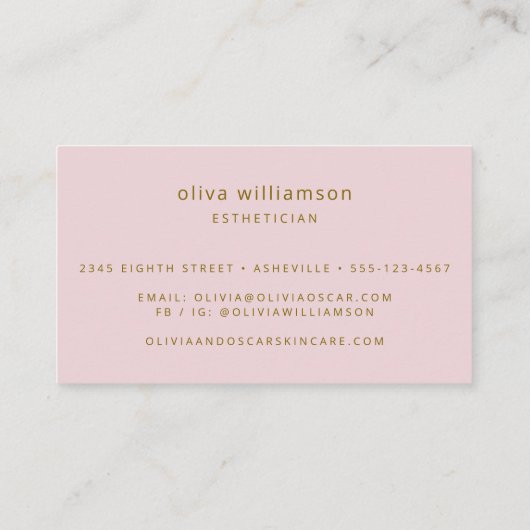 Modern minimalistisch handgeschreven script pastel visitekaartje (Achterkant)