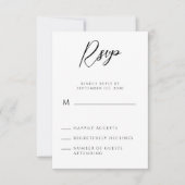 Modern minimalistisch handgeschreven script RSVP kaartje (Voorkant)