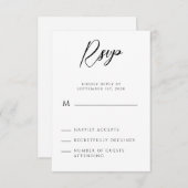 Modern minimalistisch handgeschreven script RSVP kaartje (Voorkant / Achterkant)