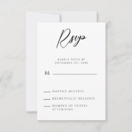 Modern minimalistisch handgeschreven script RSVP kaartje