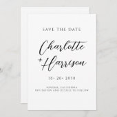 Modern minimalistisch handgeschreven script save the date (Voorkant / Achterkant)