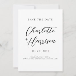 Modern minimalistisch handgeschreven script save the date