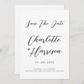 Modern minimalistisch handgeschreven script save the date (Voorkant / Achterkant)