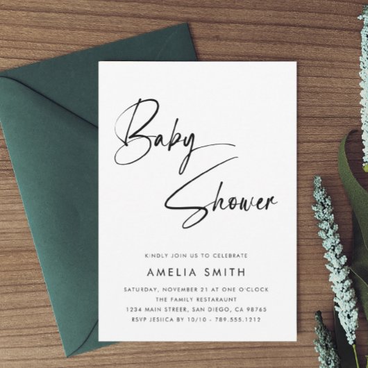 Modern minimalistisch handgeschreven script zwart  kaart