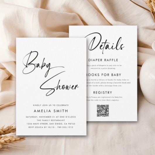 Modern minimalistisch handgeschreven script zwart kaart