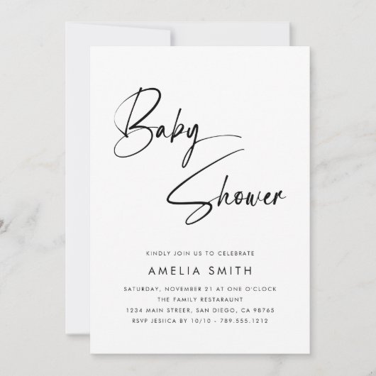 Modern minimalistisch handgeschreven script zwart kaart (Voorkant)