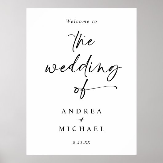 Modern minimalistisch handschrift bruiloft Welkoms Poster (Voorkant)