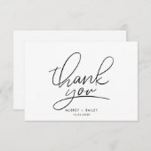 Modern minimalistisch handschrift huwelijk bedankkaart (Voorkant / Achterkant)