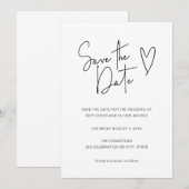 Modern minimalistisch handtekeninglettertype Save  The Date (Voorkant / Achterkant)