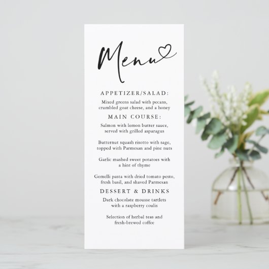Modern minimalistisch hart typografie menu (Staand voorkant)