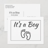 Modern minimalistisch Het is een Boy Aankondiging  Briefkaart (Voorkant / Achterkant)