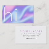 Modern minimalistisch HI hollografisch paars en ro Visitekaartje (Voorkant / Achterkant)