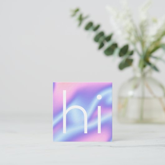 Modern minimalistisch holografisch ontwerp vierkante visitekaartje (Staand voorkant)