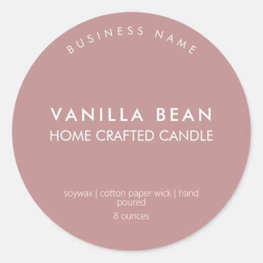 Modern minimalistisch homemade-etiket met kaarsje ronde sticker (Voorkant)