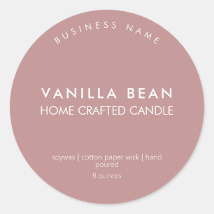 Modern minimalistisch homemade-etiket met kaarsje ronde sticker