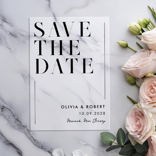 Modern minimalistisch homohuwelijk acryl uitnodigingen