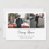 Modern minimalistisch horizontaal 3 foto's Afstude Kaart (Achterkant)