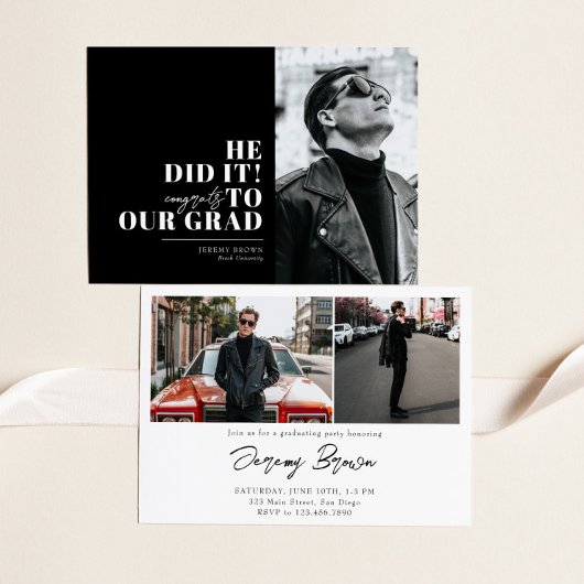 Modern minimalistisch horizontaal 3 foto's Afstude Kaart