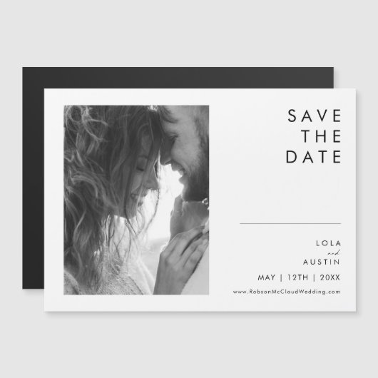 Modern minimalistisch horizontaal sparen de Magnet Magnetische Uitnodiging (Voorkant / Achterkant)