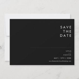 Modern minimalistisch horizontaal zwart-wit letter save the date