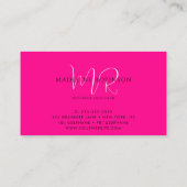 Modern Minimalistisch Hot Pink Script Visitekaartje (Achterkant)