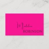 Modern Minimalistisch Hot Pink Script Visitekaartje (Voorkant)