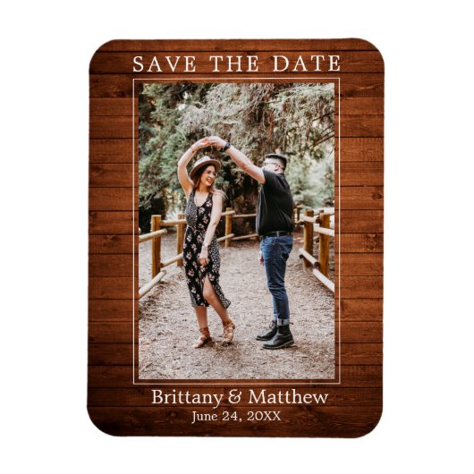 Modern minimalistisch hout afdrukken Bespaar de da Magneet (Verticaal)