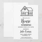 Modern Minimalistisch Huis opwarming Party Kaart (Voorkant / Achterkant)