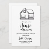 Modern Minimalistisch Huis opwarming Party Kaart (Voorkant / Achterkant)