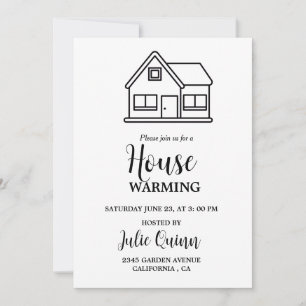 Modern Minimalistisch Huis opwarming Party Kaart