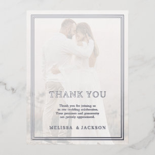 Modern minimalistisch huwelijk bedankt folie uitnodiging briefkaart