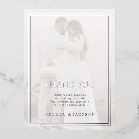 Modern minimalistisch huwelijk bedankt folie uitnodiging briefkaart (Voorkant)