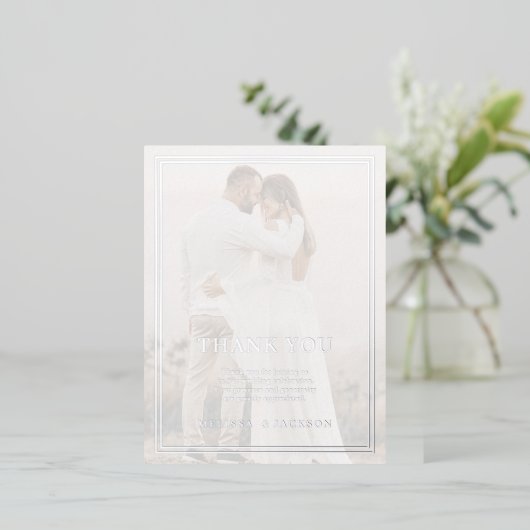 Modern minimalistisch huwelijk bedankt folie uitnodiging briefkaart (Staand Voorkant)
