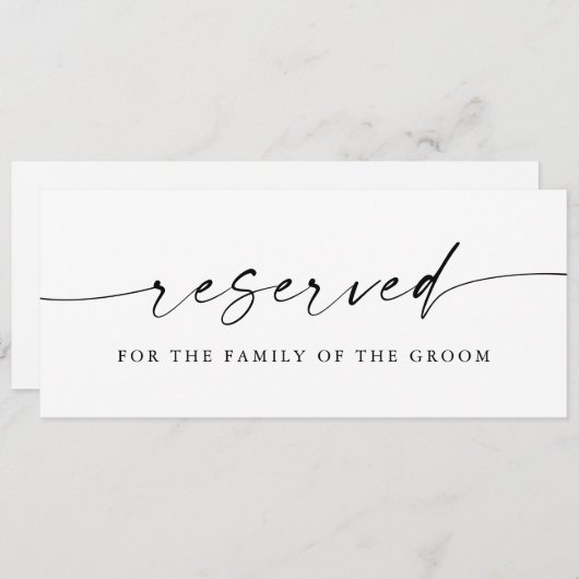 Modern Minimalistisch Huwelijk Gereserveerd Bord  (Voorkant / Achterkant)