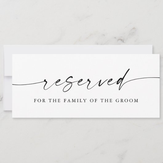 Modern Minimalistisch Huwelijk Gereserveerd Bord (Voorkant)