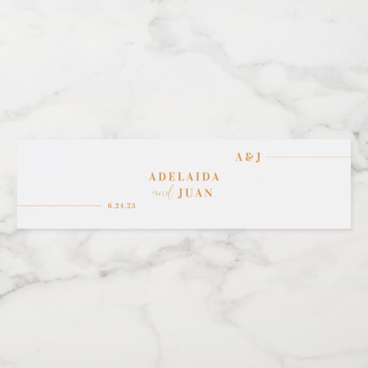 Modern minimalistisch huwelijksmonogram waterfles etiket (Enkel label)