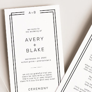Modern minimalistisch huwelijksprogramma / AVERY Programmakaart