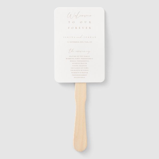 Modern minimalistisch huwelijksprogramma Handje Handwaaier (Voorkant)