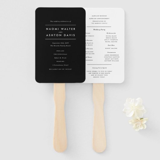 Modern Minimalistisch Huwelijksprogramma Handwaaier (Voorkant en achterkant)