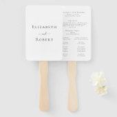 Modern Minimalistisch Huwelijksprogramma in Zwart Handwaaier (Voorkant en achterkant)